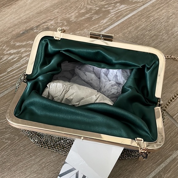 Zara gold & green shimmery chainmail bag - Picture 3 of 12